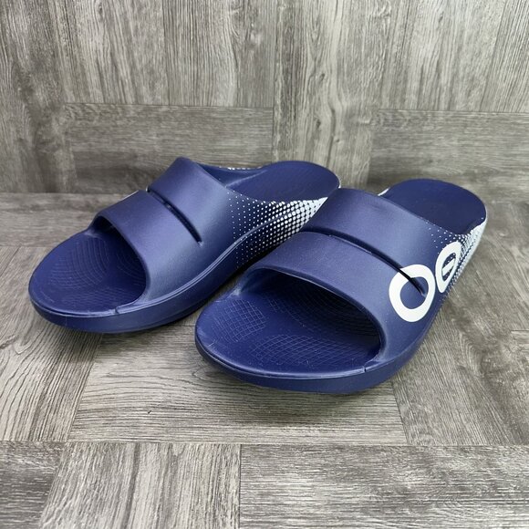OOFOS 1500 OOahh Men size 9/Euro 42 Navy Matrix Comfort Slides - Picture 3 of 8